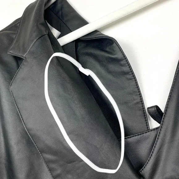 NWT Ronny Kobo X REVOLVE Sabrina Cut Out Blazer Mini Dress Leather Black - Picture 11 of 12